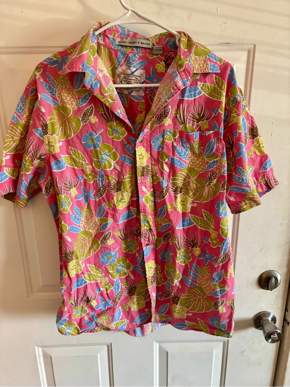 Vintage 1946 Pink Tropical Short-Sleeve Button Down Shirt